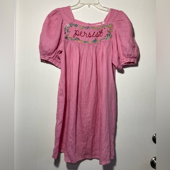 Doen Dresses & Skirts - Doen Mica “Persist” Mini Dress in Medallion Pink Embroidery/Crochet Detail Small